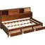 Lit de jour simple en bois noyer avec 3 tiroirs de rangement, tablette souple supérieure, tablette et pour un confort intégré