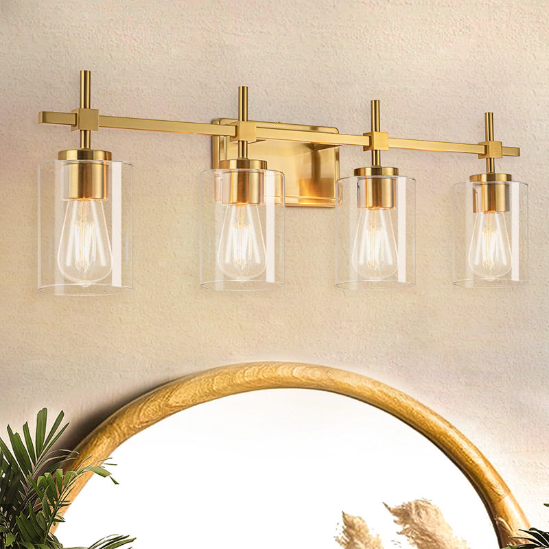 Applique murale moderne en verre transparent Aviara, Doré, 4, Clear Glass