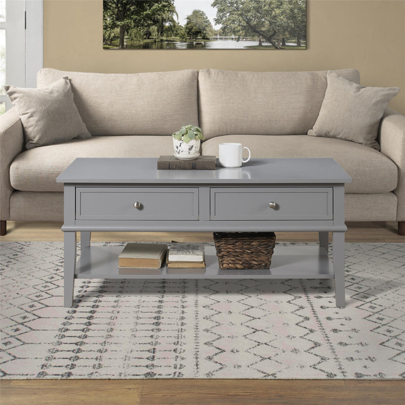 Denva Four Leg Coffee Table with Storage, Grey