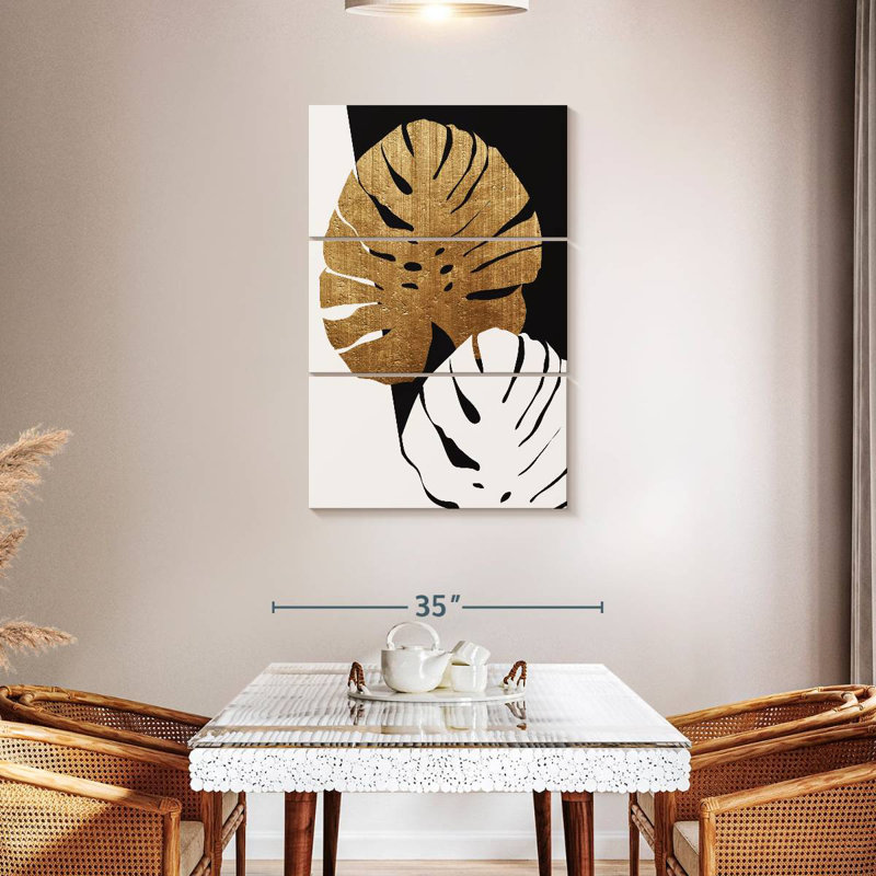 Harnek Monstera Leafs Gold, 45" H x 28" W