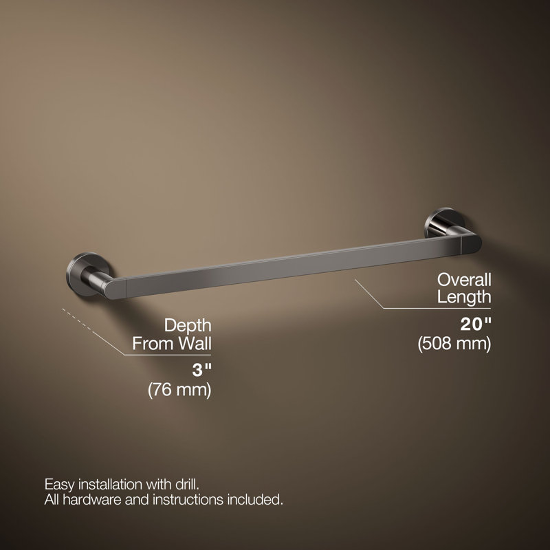 18" Wall Mounted Towel Bar, Vibrant Titanium, 18"W