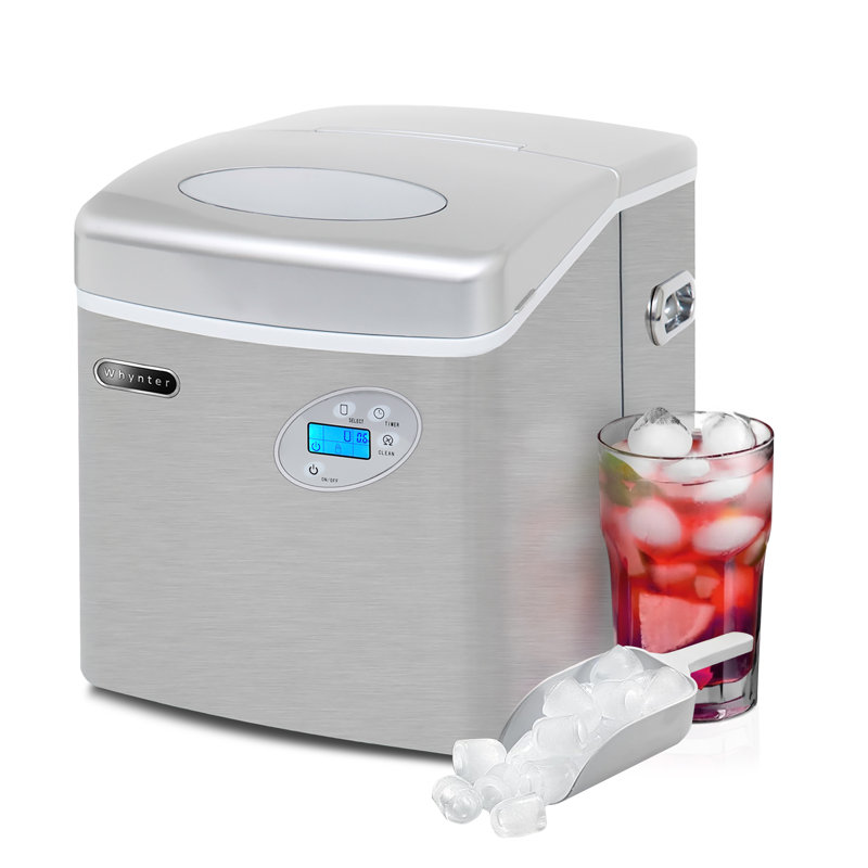 Whynter 49 lb Stainless Steel Countertop Ice Maker with Water Connection