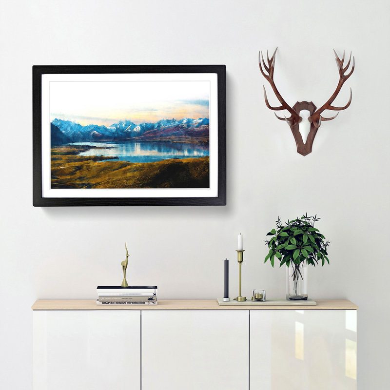 Lake Tekapo in New Zealand - Picture Frame Painting Print, Black Framed, 24cm H x 33cm W x 2cm D