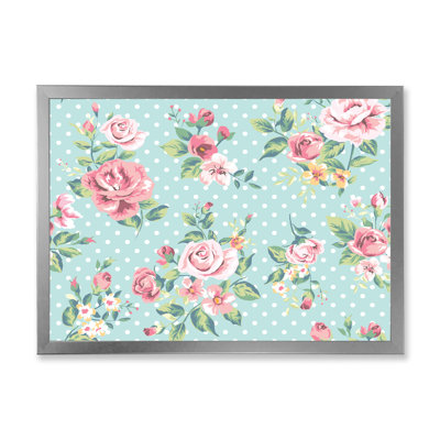 Roses roses rétro sur fond bleu clair - reproduction sur toile