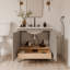 Meuble-lavabo simple 36 po Scalloped - gris clair - sans comptoir - boutons noirs-123430956-123430961