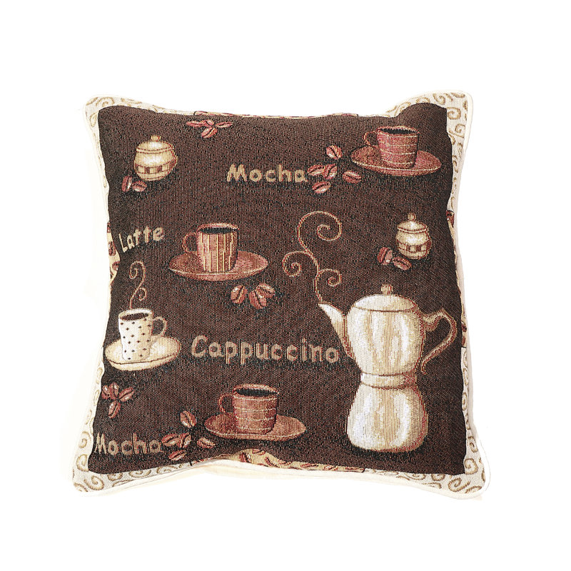 Coussin Tapisserie (boissons au café) (18 x 18) - ensemble de 2