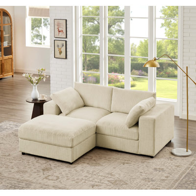 Andrielle 79'' Wide Corduroy Modular Sofa & Chaise with Ottoman