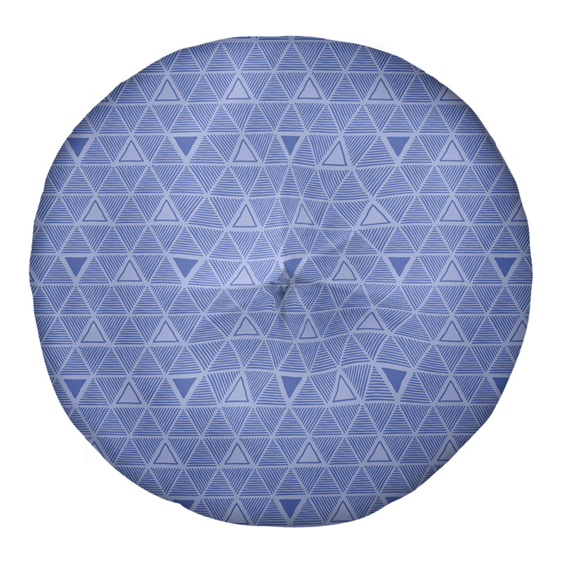 Coussin de sol classique à motif de triangles dessinés à la main, 26 po x 26 po, Bleu