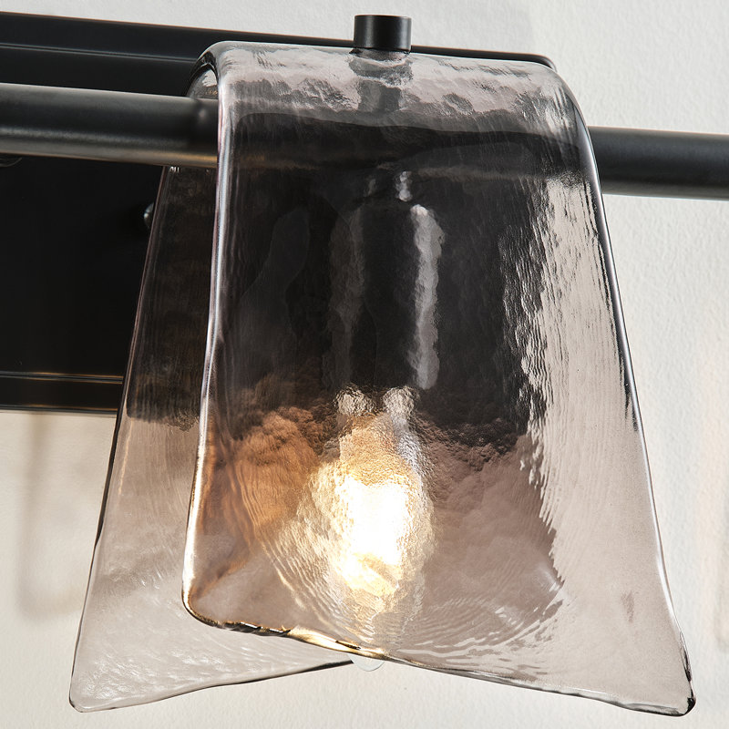 3 - Light Mordern Gray Glass Bathroom Vanity Light, Matte Black