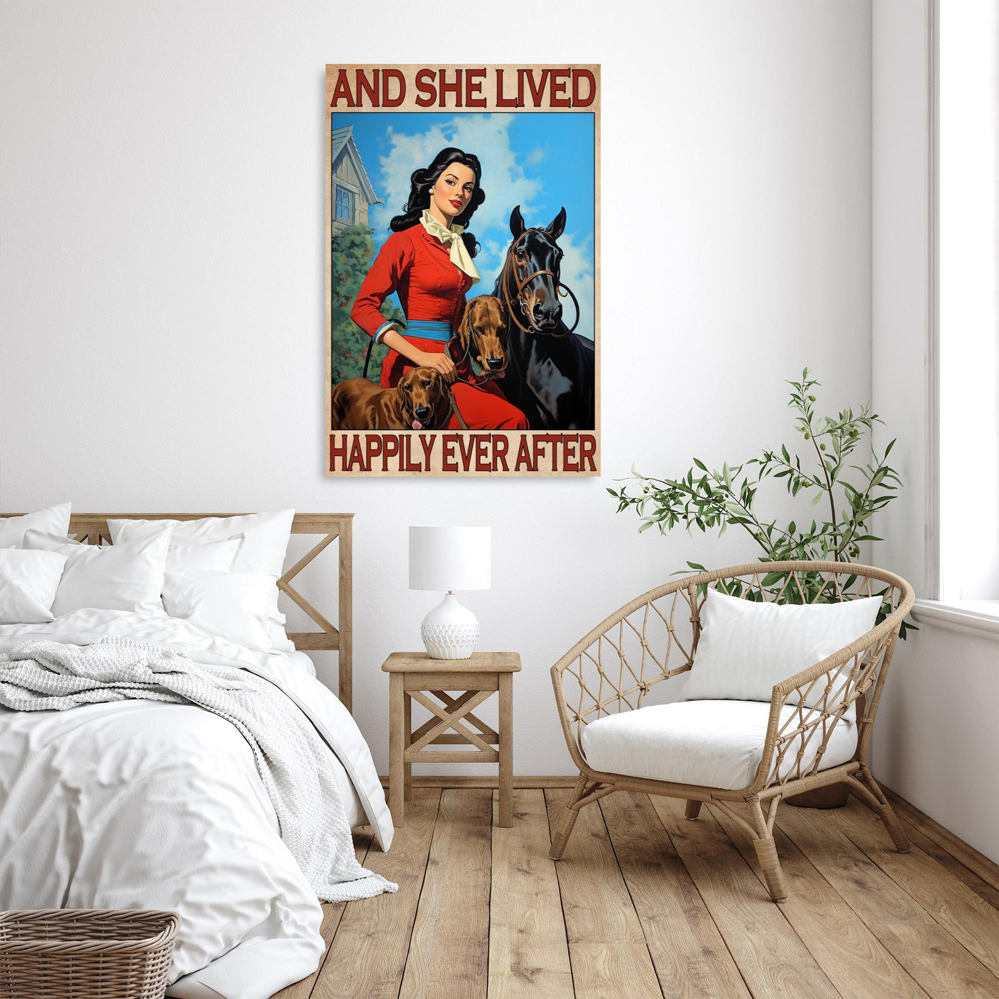 Trinx Horse Dogs And She Lived Happily On Canvas Print