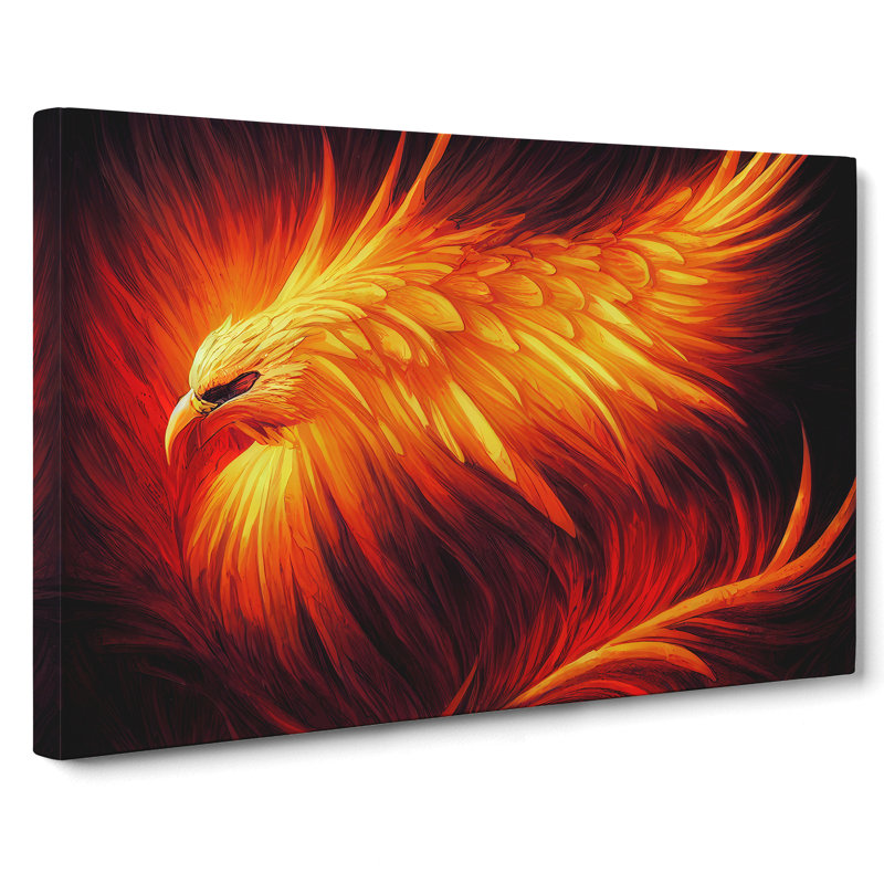 Powerful Phoenix Bird - Wrapped Canvas Print, 35cm H x 50cm W x 3cm D