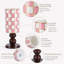 Vase à carreaux avec base en bois, centre de table en herbe de la pampa noire et blanche, vase à carreaux pour table à manger ou table de cuisine, décor minimaliste, (rose)-1805337589