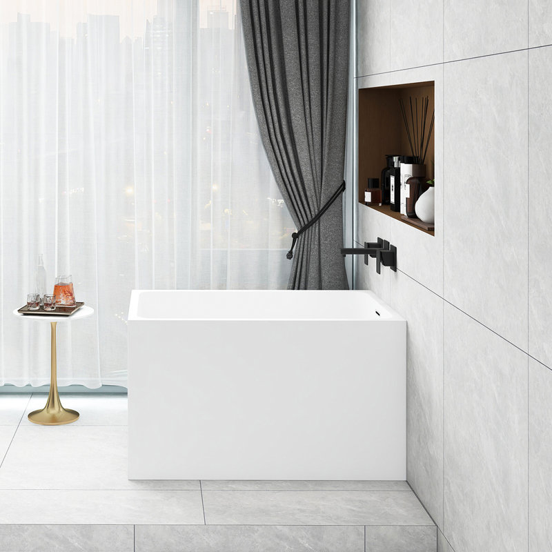 43-Inch Freestanding Rectangular Acrylic Bathtub, With Gloss White Finish, Certified By CUPC