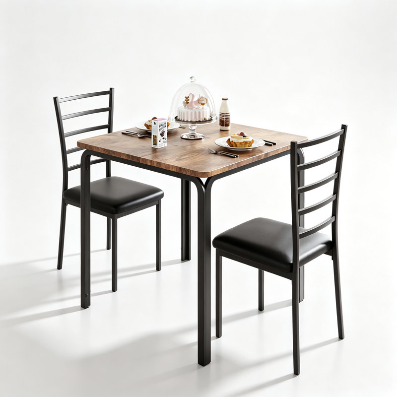 Dining Set, Brown / Black, Brown