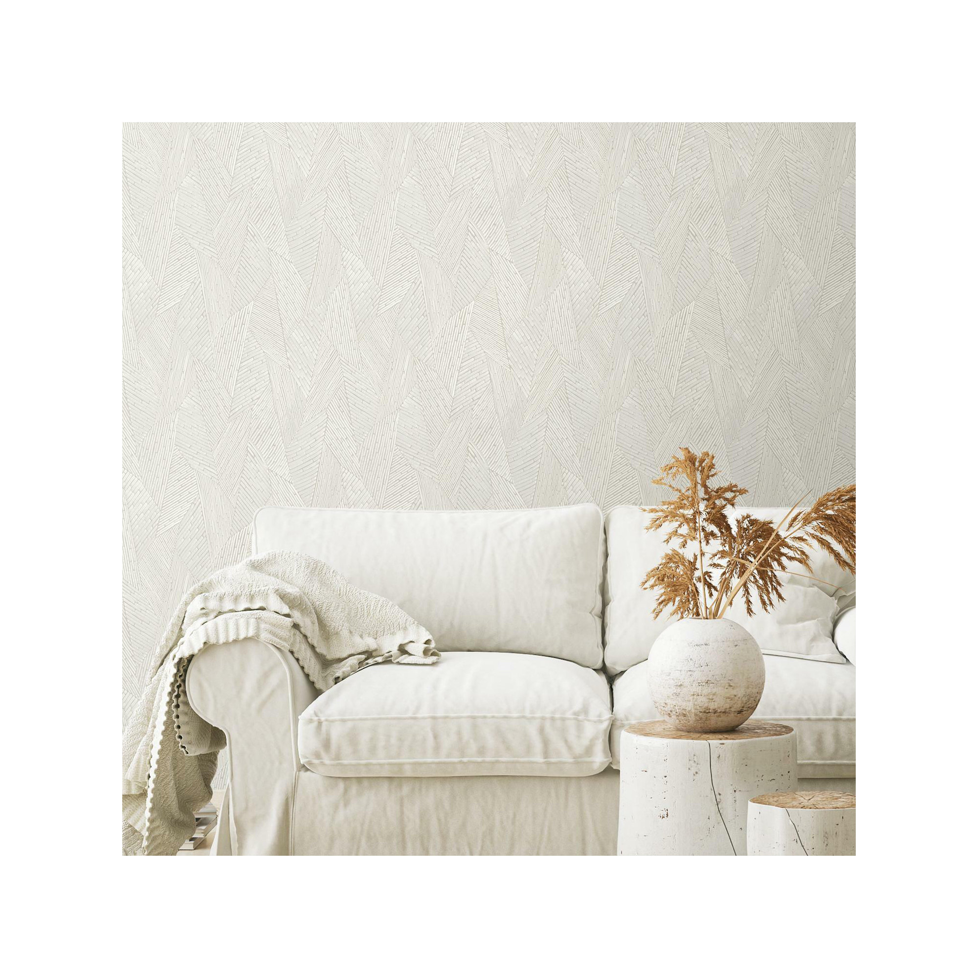 Peel & Stick Geometric Roll, Taupe/White