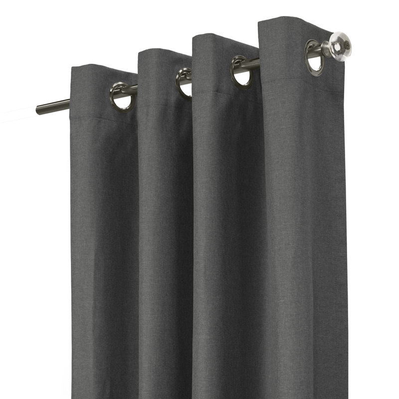 Panneau de rideau simple occultant avec œillets en lin Uni danalynn, Gris pâle, L 52 po x L 84 po