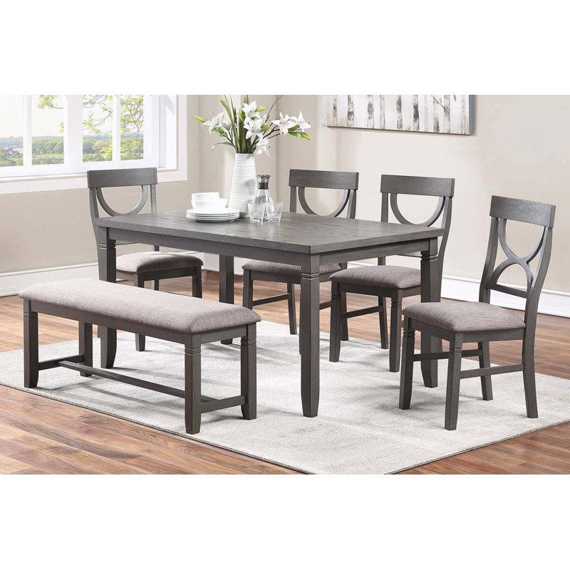 Ensemble de salle à manger rectangulaire L 60 po x l 36 po Canden, Gris, Blanc / gris