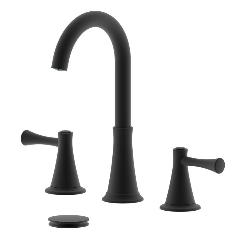 Robinet de salle de bain espacé avec ensemble de drain Kassel, Noir mat