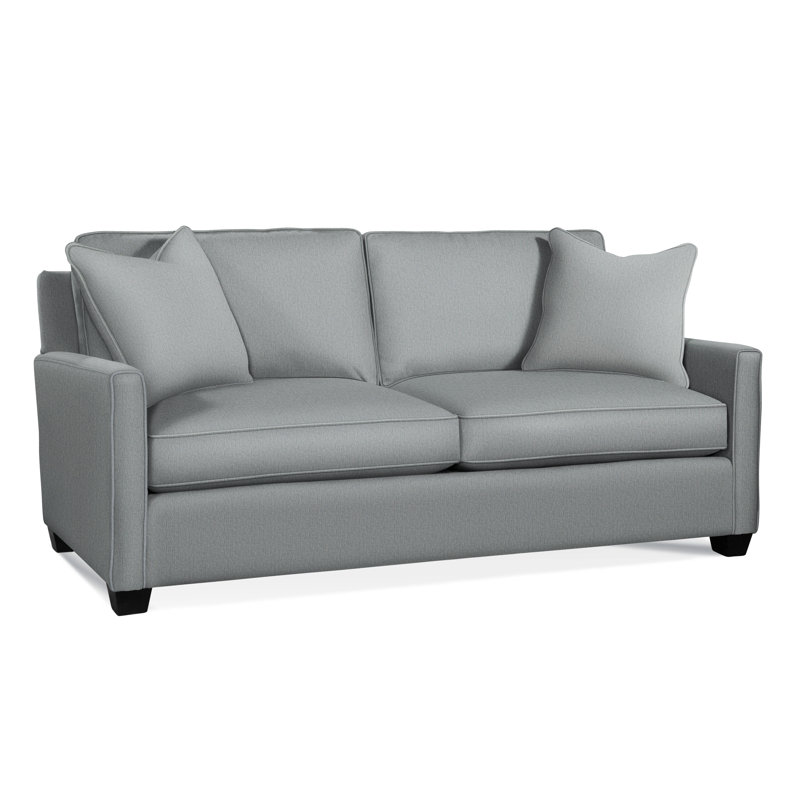 Nicklaus Sofa, Gel Memory Foam Mattress, Black, Light Blue Performance Fabric; 0851-55