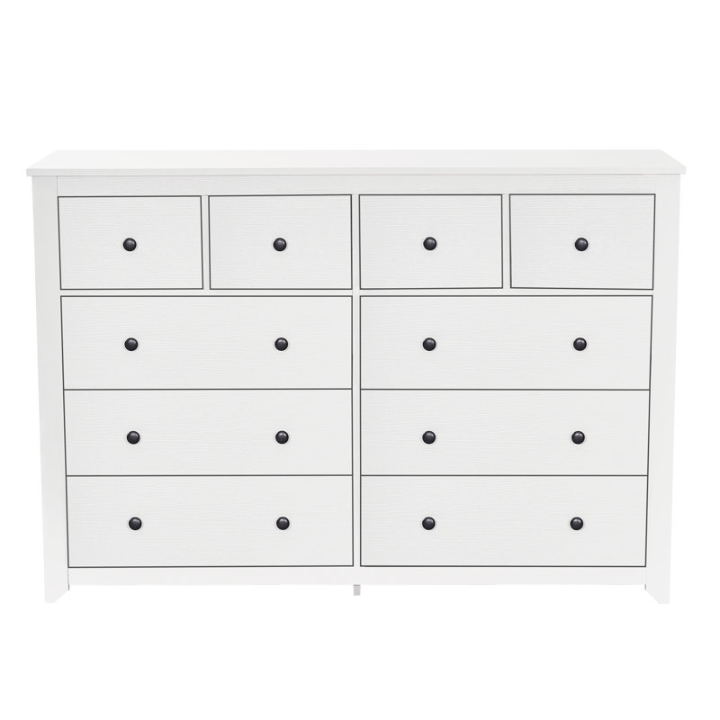Commode moderne à 10 tiroirs pour la chambre à coucher - Vaste commode de rangement, robuste et sécuritaire, Blanc antique