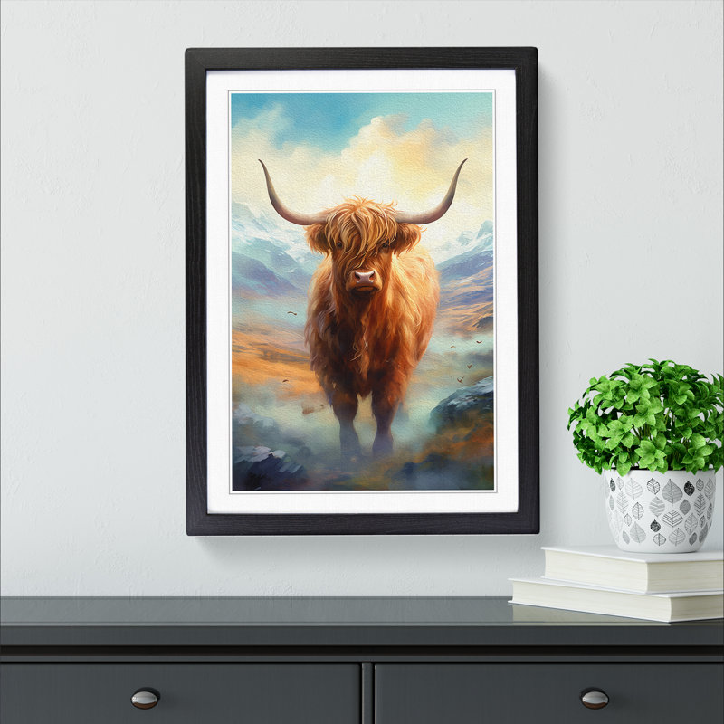Highland Cow Romanticism Art - Framed Print
