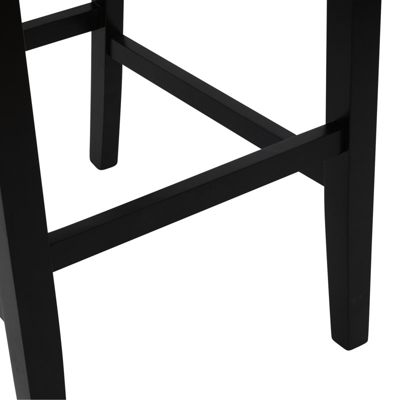 Tabourets de bar à hauteur de comptoir (de 2) - Assise en cuir de polyuréthane beige et base en bois d'hévéa pour îlot de cuisine, capacité de charge de 300 lb, 2 pièces, rembourrés avec des pieds solides pour une meilleure résistance au poids