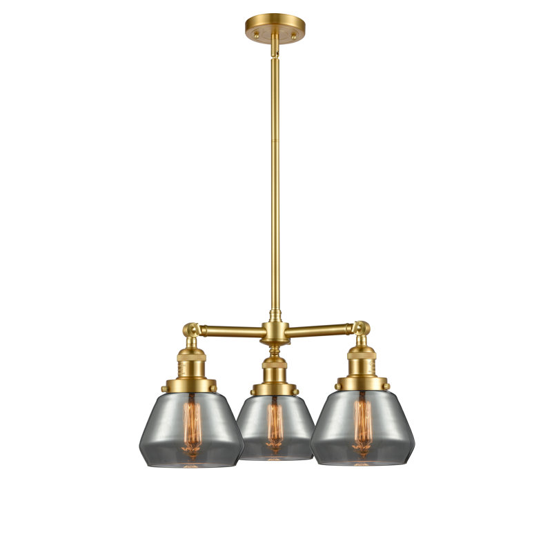 Lustre 3 lumières à abat-jour Chill, Chrome poli, Plaqué couleur fumée, Ampoule DEL 6 watts Vinage