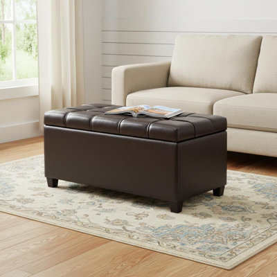 Banc de rangement rembourré en similicuir et bois massif 33 pouces Gracie Mills