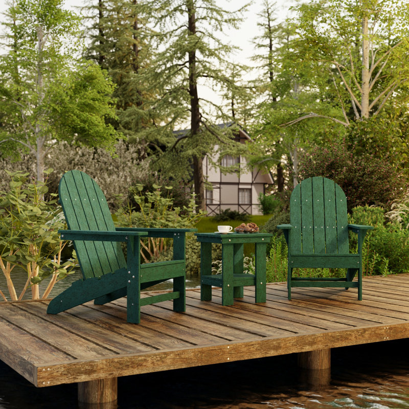 Ensemble Adirondack traditionnel 3 pièces avec table d'appoint Freedom, Vert pelouse