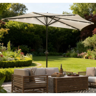 Demi-parasol ventilé UPF 30+ avec manivelle et lumières DEL solaires pour petits balcons et espaces extérieurs