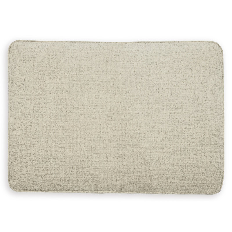 Beige Chenille Contemporary Ottoman with Dark Wood Legs