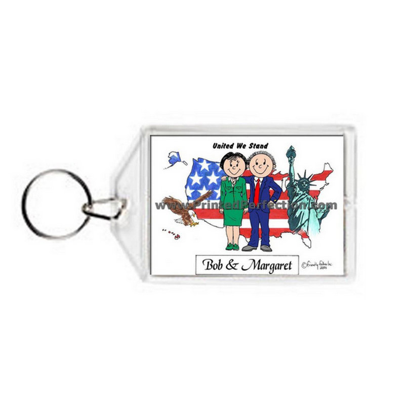 Porte-clés en acrylique personnalisé Couple patriotique