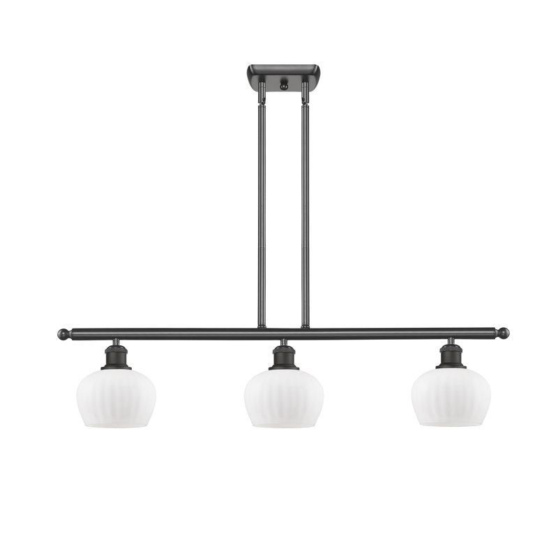 Luminaire suspendu linéaire à 3 lumières pour îlot de cuisine Patrina, Ampoule non incluse, Bronze huilé, Blanc mat
