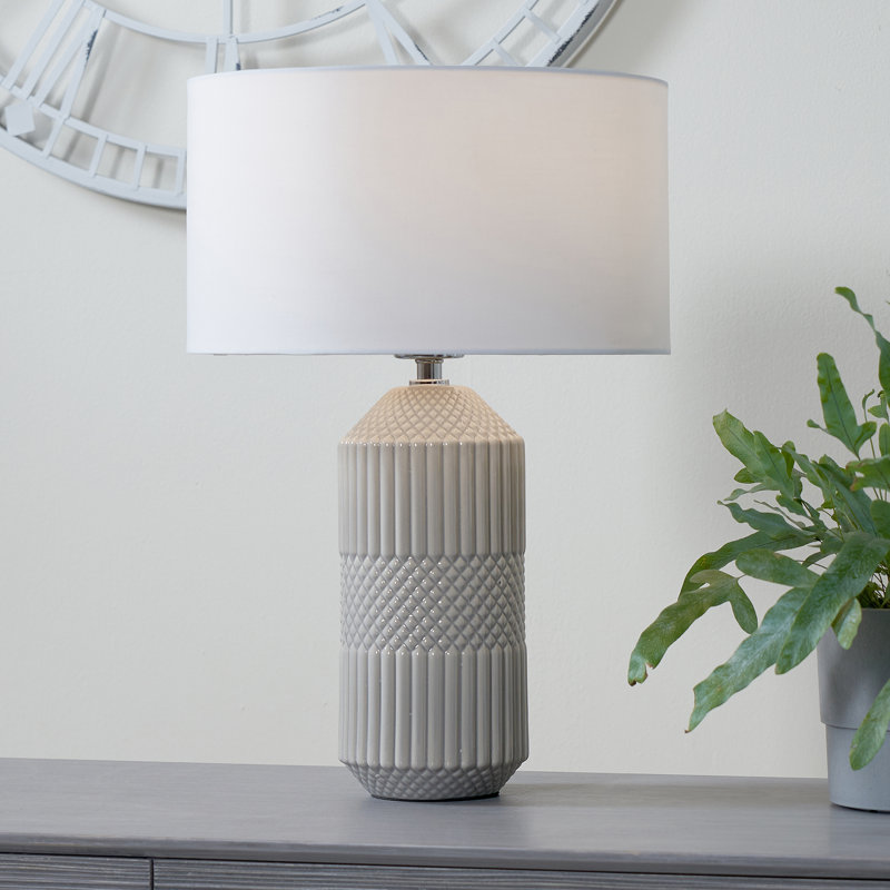 Izayah Ceramic Table Lamp, Grey, 60 W