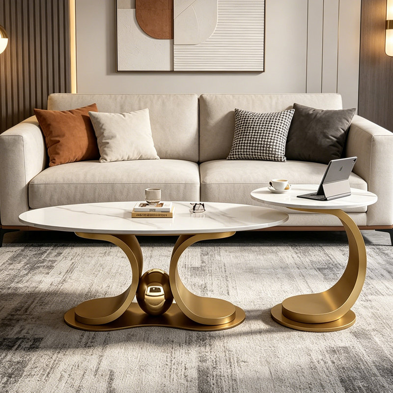 Table basse Luxury, H 15,7 po x L 51,2 po x l 27,6 po, Or