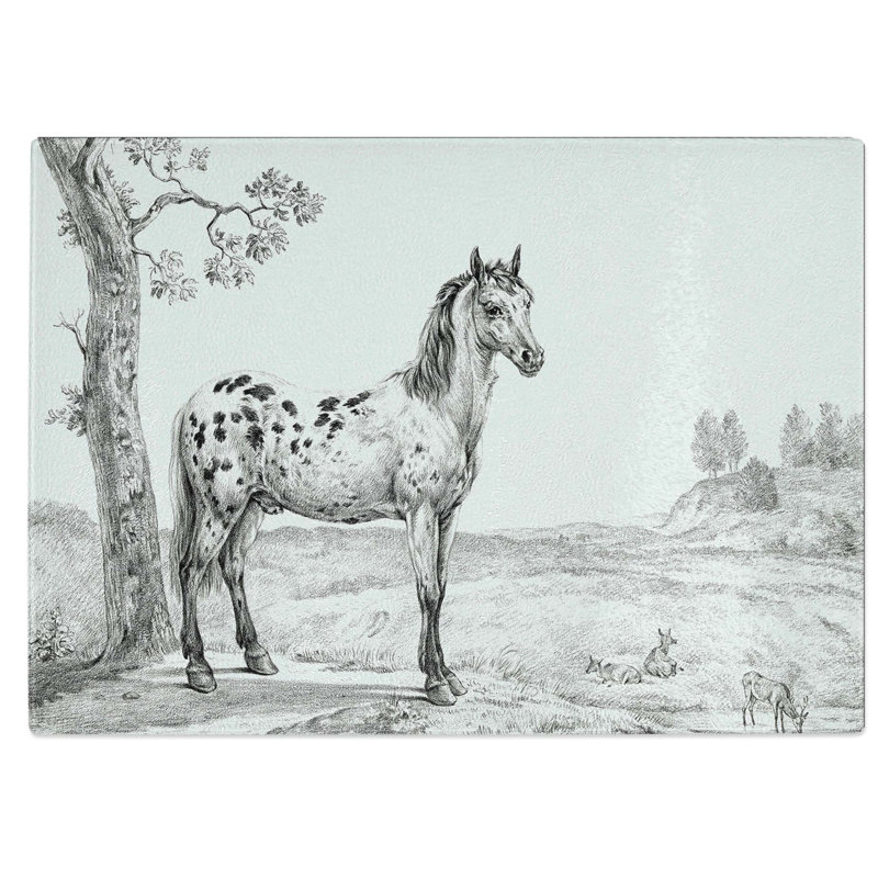 Glass Mottled Horse by Jean Bernard Chopping Board, 39 cm W x 28.5 cm L
