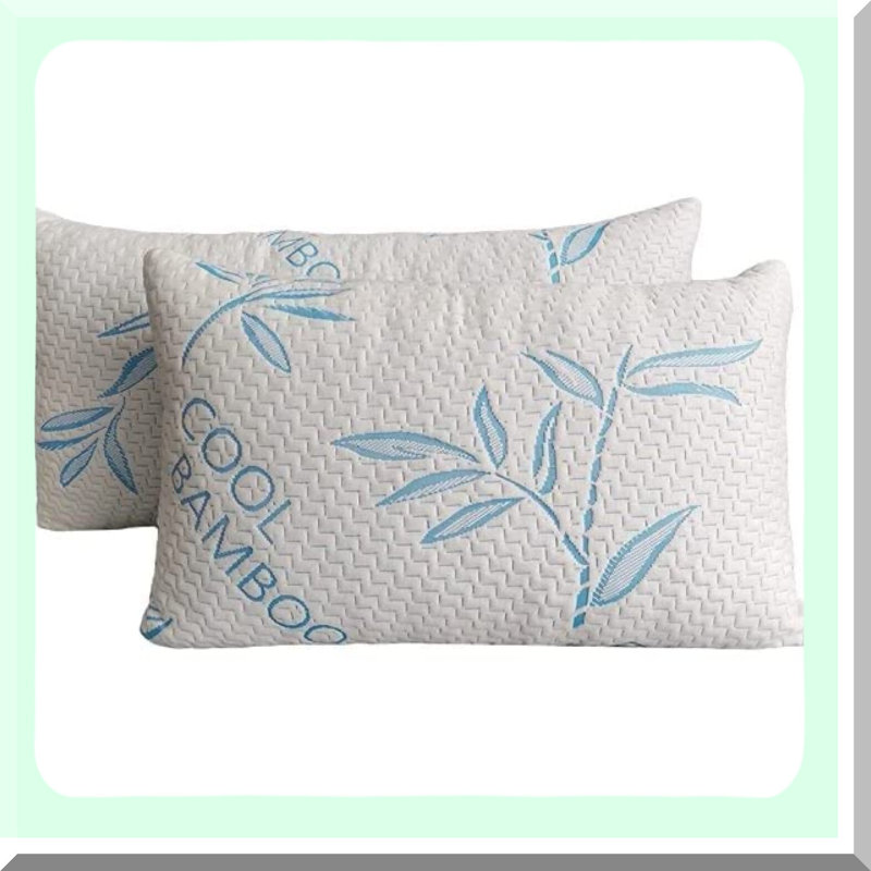 CoolDreams Memory Foam Cooling Pillows - Queen Size 2 Pack - Adjustable Shredded Memory Foam - Rayon Made - Removable/Washable Cover - Sleeping Aid