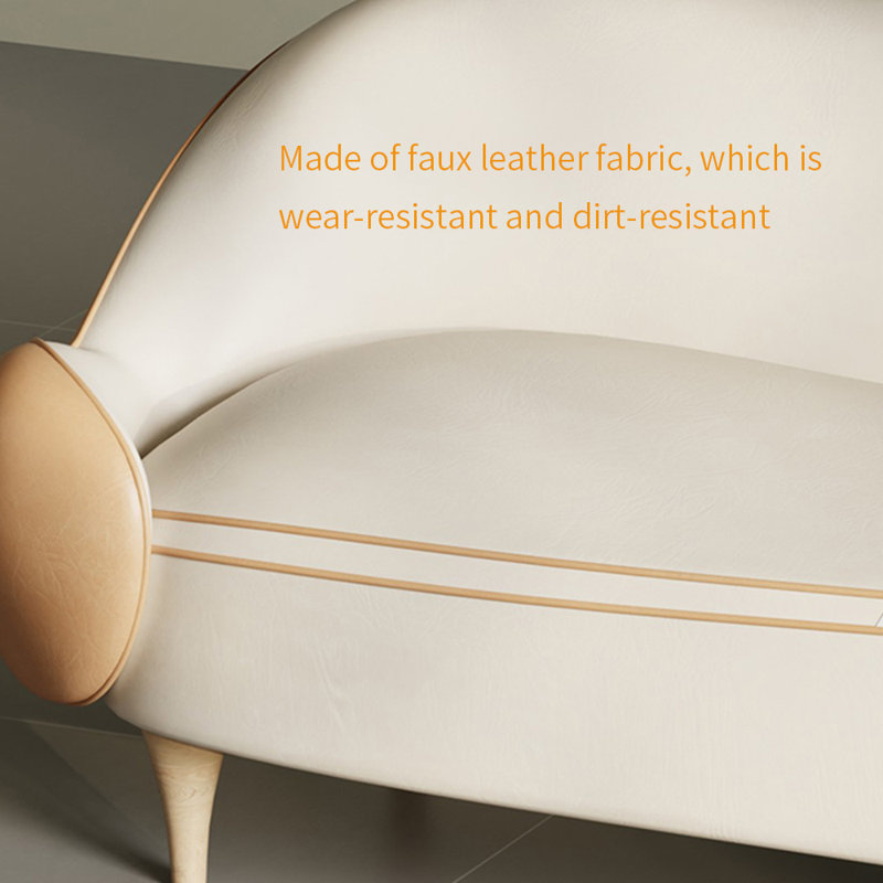 Fauteuil inclinable léger en similicuir de luxe, Orienté à droite, Orange/beige