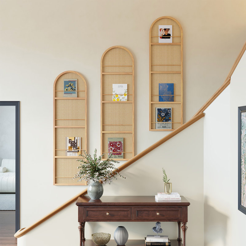 Cloison pliante arquée 67 po avec porte-revues 67 po, Nature