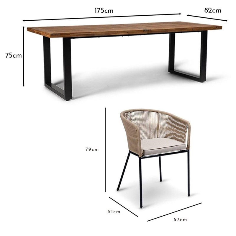 Fabiano Rectangular 6 - Person 175cm Long Dining Set with Cushions, Natural