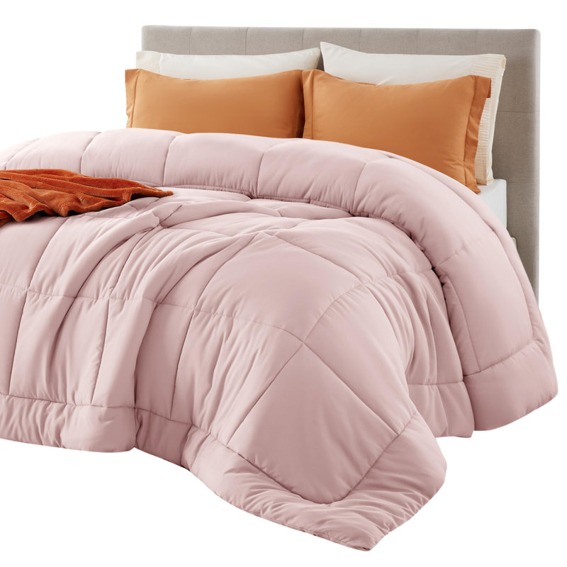 Bedsure Twin Box-Stitch Down Alternative Duvet Insert – Pink , All-Season Comforter, Twin Comforter, Pink