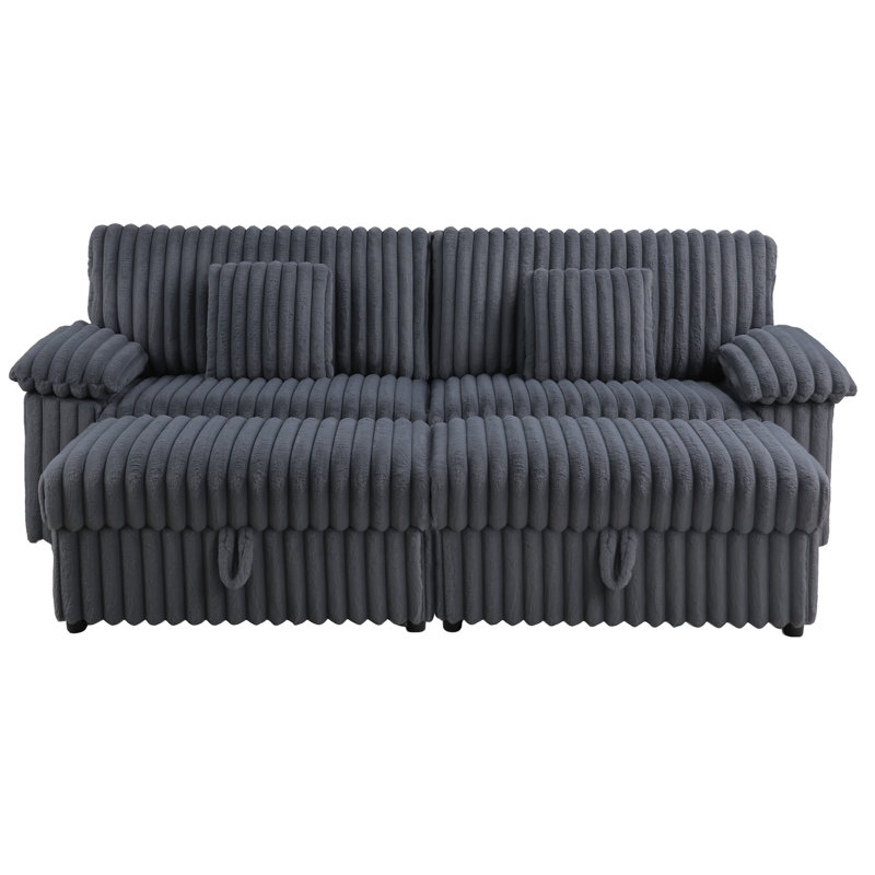 Canapé modulaire surdimensionné en velours côtelé 92 po, 4 pièces modulaires avec chargement USB, 2 repose-pieds cachés et 2 coussins