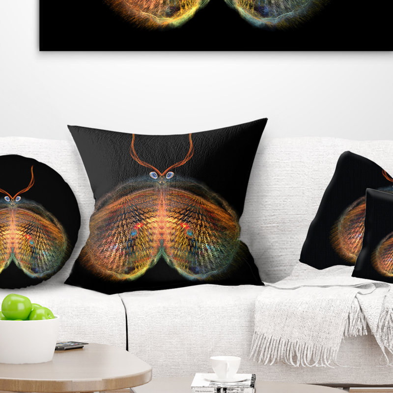  Coussin décoratif abstrait papillon abstrait fractal, 16 po x 1 po, Coussin décoratif