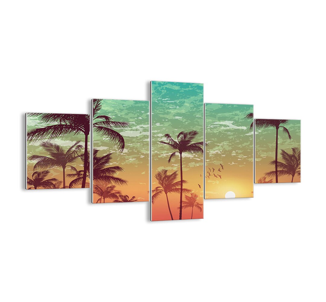 Tropical Vibes" - 5 Stück ungerahmter Grafikdruck auf Glas