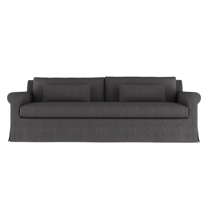 Canapé Ludlow, H 34 po x l 120 po x P 38 po, Ébène, Lin à tissage de galets Bluebell