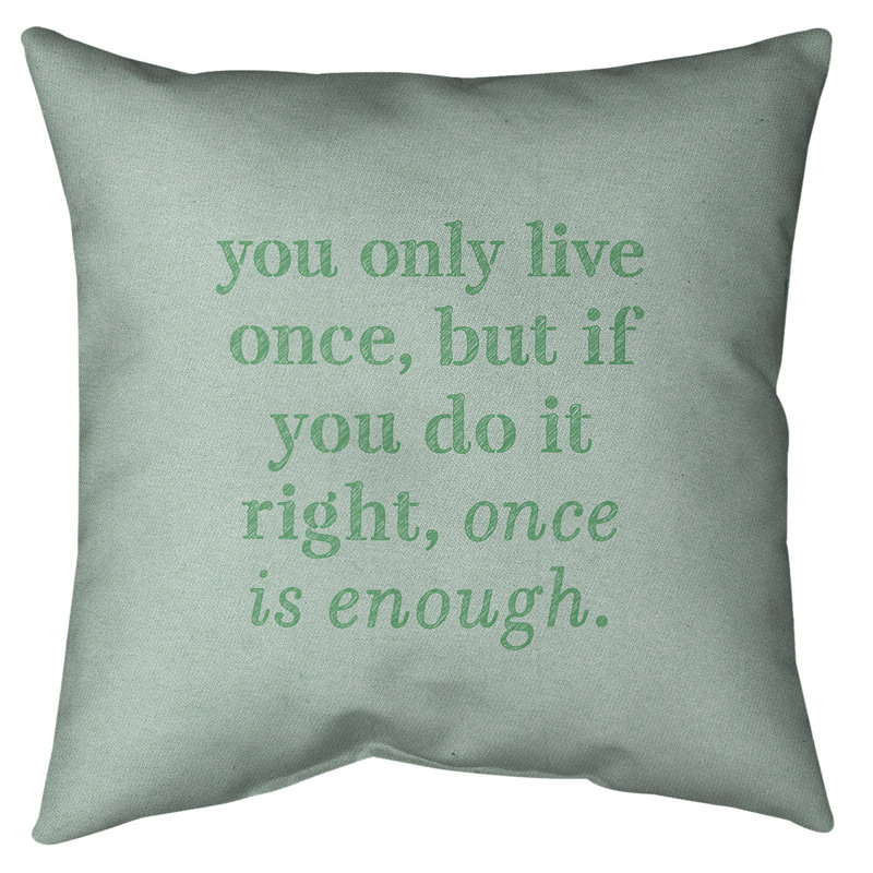 Coussin de sol You Only Live Once, H 28 po x l 28 po, Vert