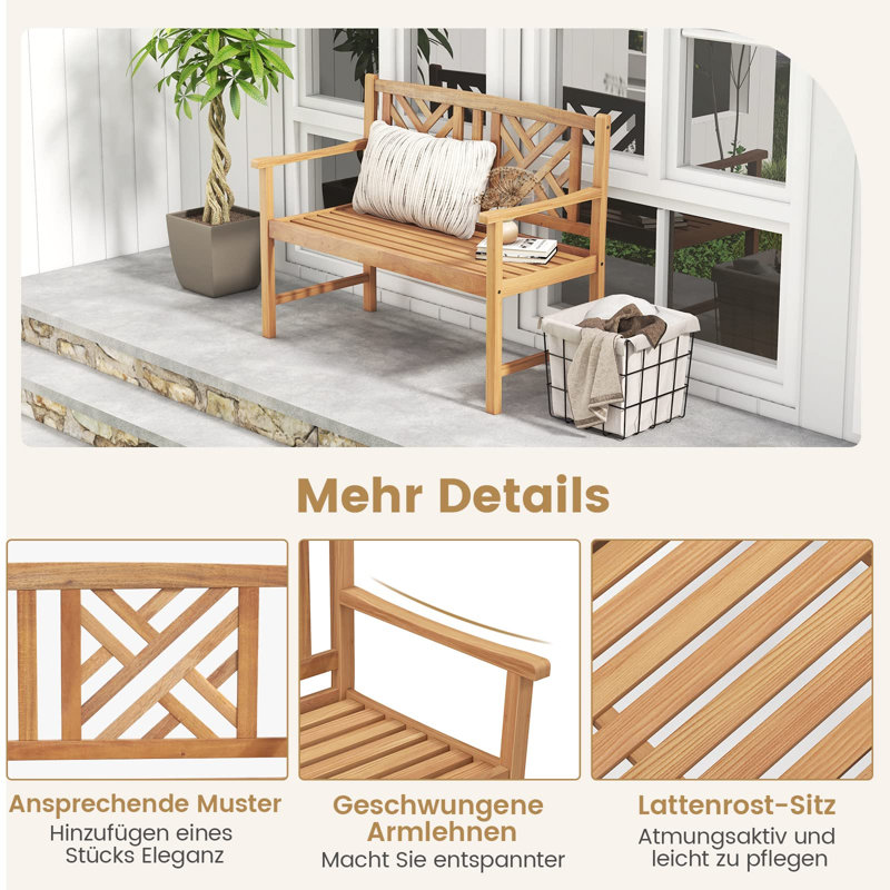 Athanas Solid Wood Acacia Outdoor Bench