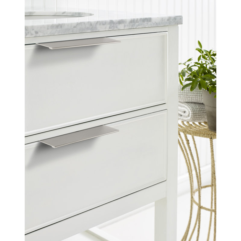 Poignées de bord d'armoire de 5-1 / 16 po (128 mm) de centre à centre en nickel satiné, Nickel satiné, 5.0625"