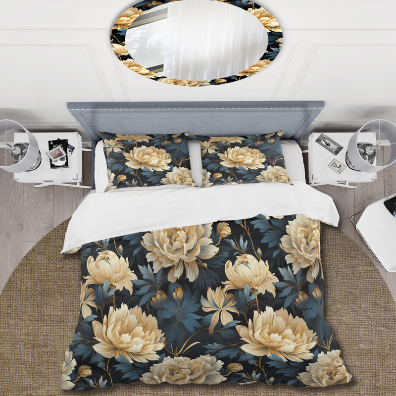 Ensemble de housse de couette beige et bleu, Housse de couette simple + 1 taie décorative stan