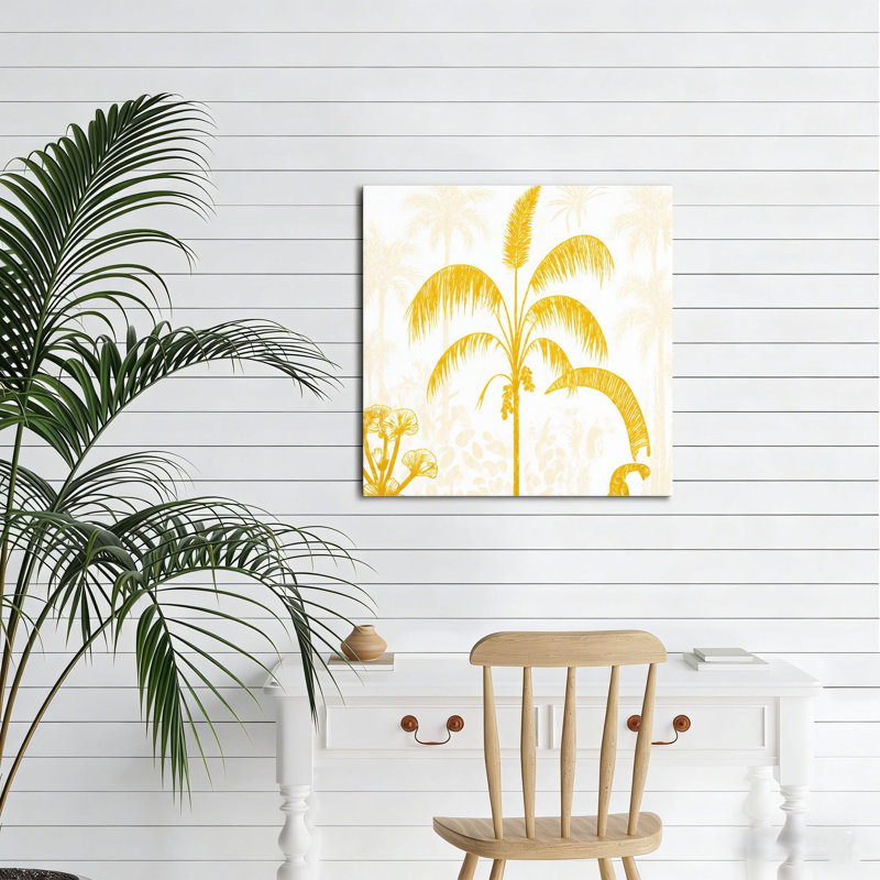 Silhouette de palmier doré, sans cadre, toile murale, 16 x 16